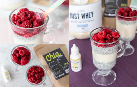 Fitness recept: fehérjés chia puding málnával