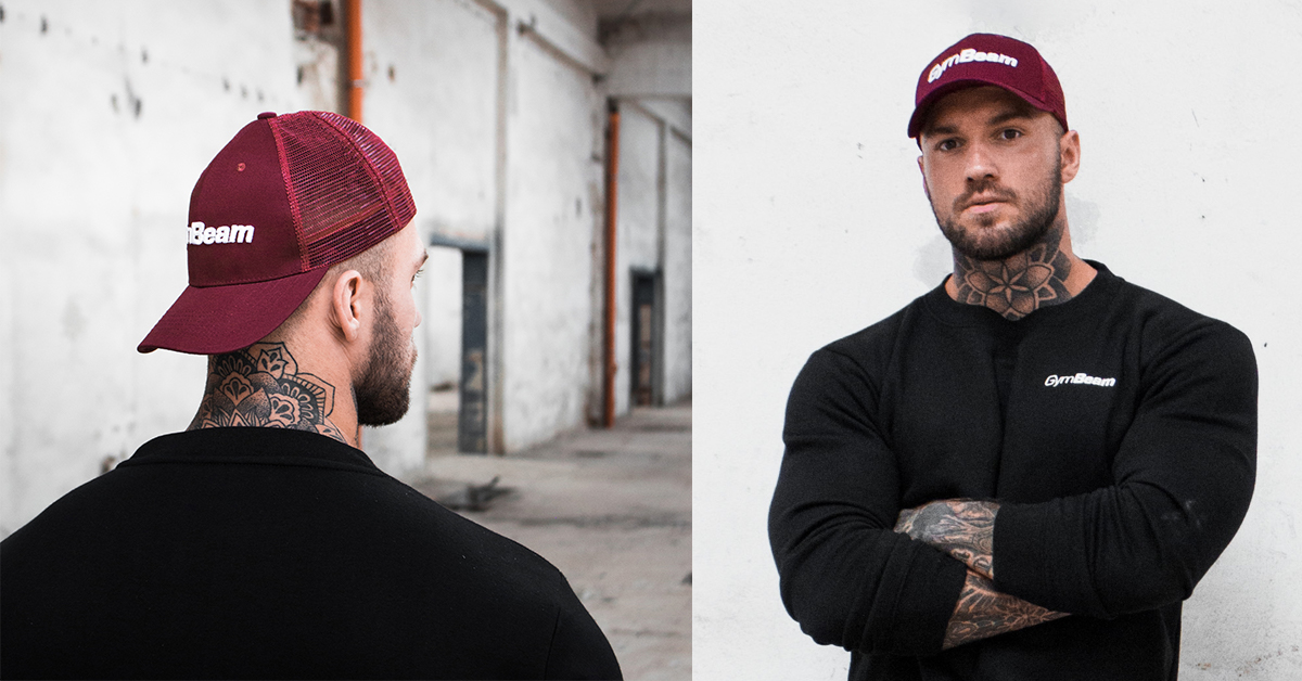 Mesh Panel Cap Burgundy baseball sapka - GymBeam