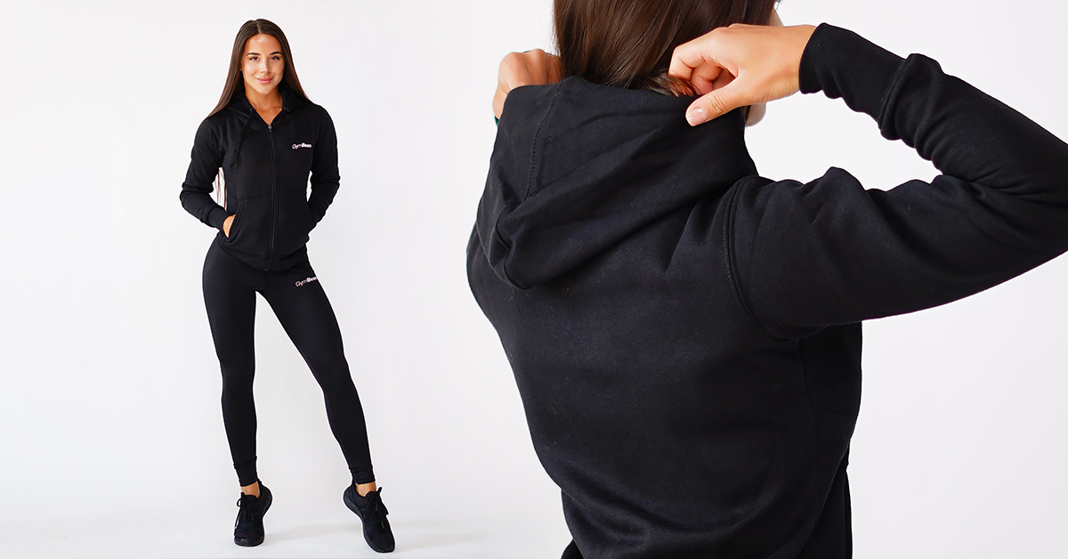 Zipper Hoodie Black pulóver - GymBeam